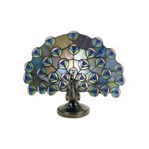 Tiffany Peacock Novelty Table Lamp Blue Turquoise - TL-QN2816