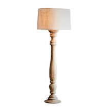 Candela Large Natural Turned Wood Candlestick Floor Lamp - KITZAF12064