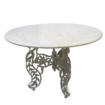 Cast Iron Round 1200mm Table White With White Marble Top - KITCARAMG16