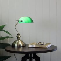 Bankers Touch Table Lamp Antique Brass - OL99458AB