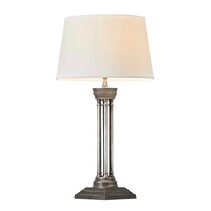 Hudson Table Lamp Antique Silver With Light Natural Shade - ELPIM30070AS