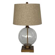 Ivy Glass Table Lamp With Natural Linen Shade Antique Brass - OWDU0032
