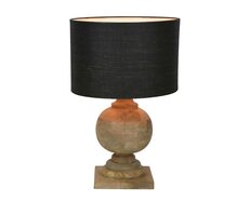 Coach Wood Table Lamp With Black Shade - KITELDOMR-2356-05