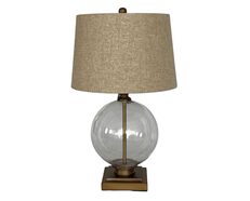 Ivy Glass Table Lamp With Natural Linen Shade Antique Brass - OWDU0032