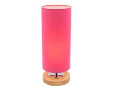 Brady Touch Table Lamp Pink with Natural Timber - A35211PNK