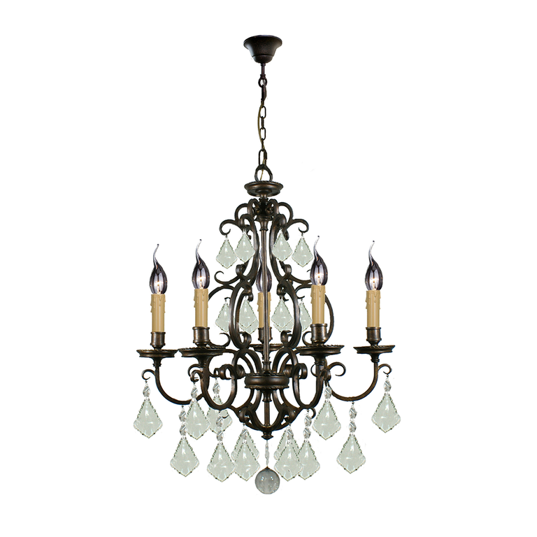 Louis 15th 5 Light Crystal Chandelier Bronze - LOI1000296