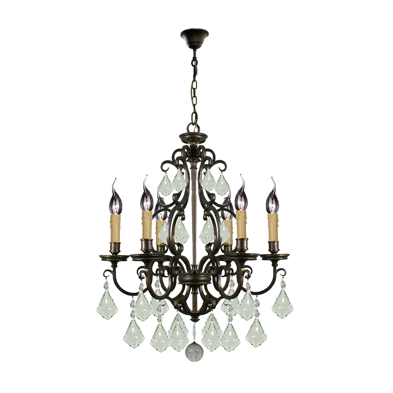 Louis 15th 6 Light Crystal Chandelier Bronze - LOI1000297