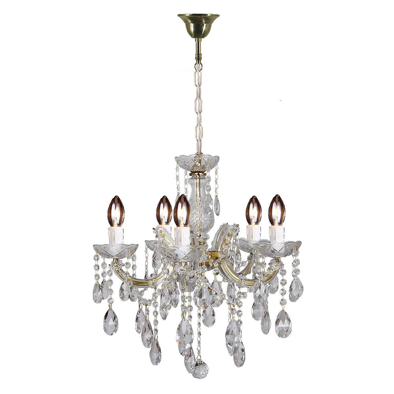 Zurich 5 Light Crystal Chandelier Gold - LOI1000624