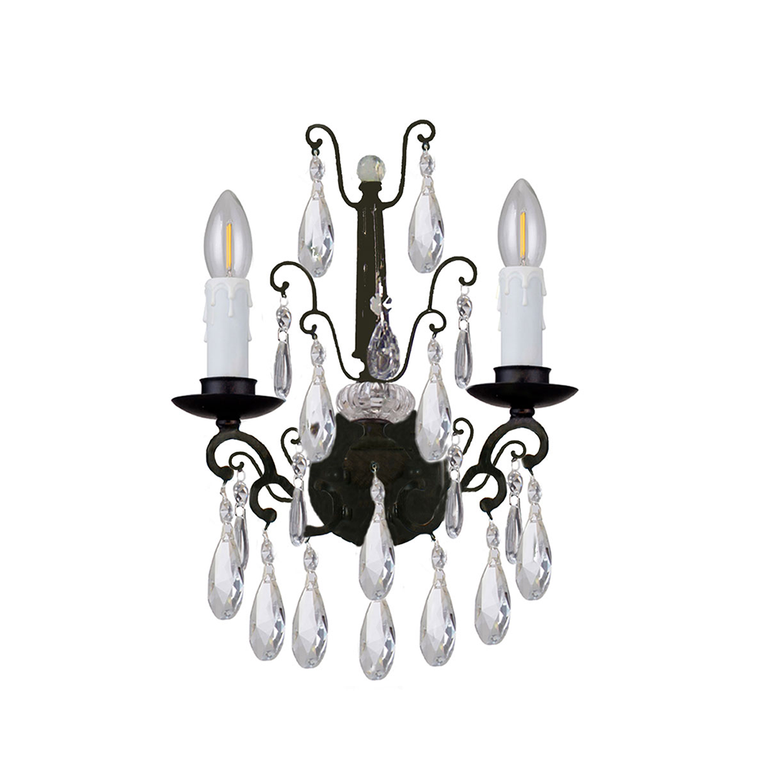 Salzburg 2 Light Crystal Wall Light Bronze - LOI1000800