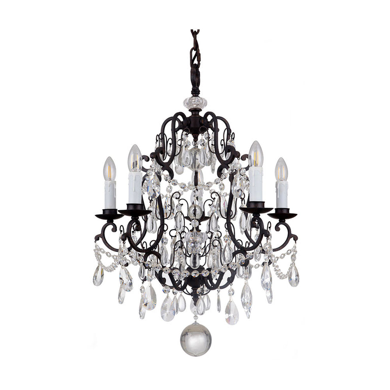 Salzburg 5 Light Crystal Chandelier Bronze - LOI1000803