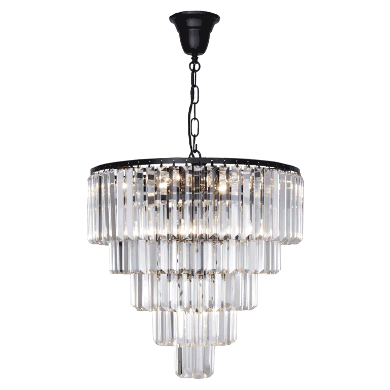 Celestial 5 Tier 10 Light Crystal Pendant Matt Black - LOI1001091