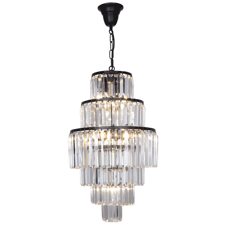 Celestial 6 Tier 9 Light Crystal Pendant Matt Black - LOI1001094
