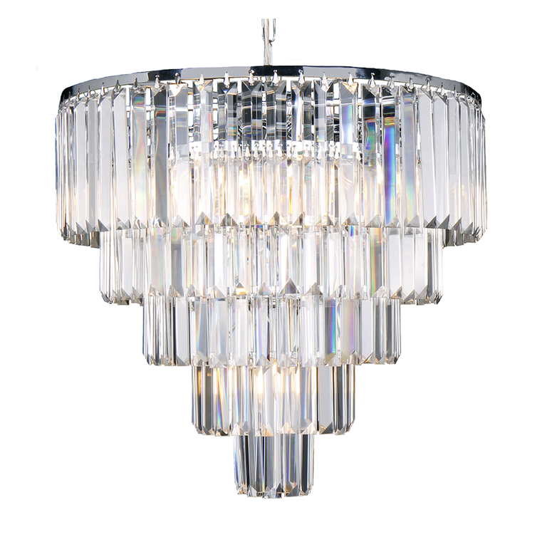 Celestial 5 Tier 10 Light Crystal Pendant Chrome - LOI1001097