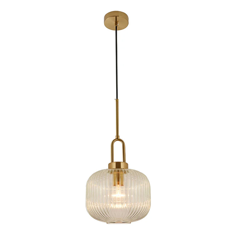 Main Ribbed Glass Pendant Satin Brass - LOI1001320