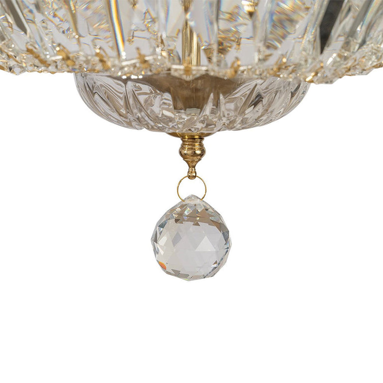 Classique Small 40cm 5 Light Basket Crystal Glass Chandelier Satin Brass - LOI1001591