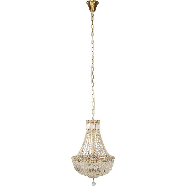 Classique Small 40cm 5 Light Basket Crystal Glass Chandelier Satin Brass - LOI1001591
