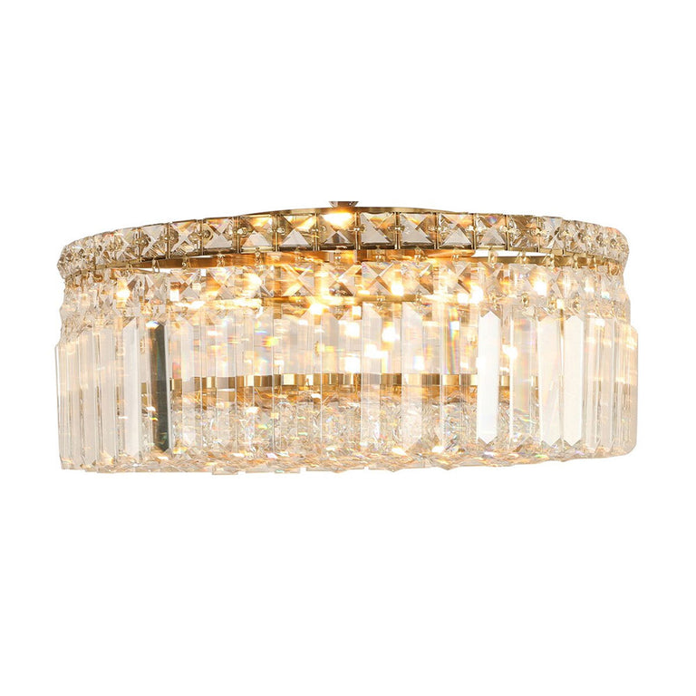 Rotondo Medium 40cm Flush 5 Light Crystal Satin Brass - LOI1001621