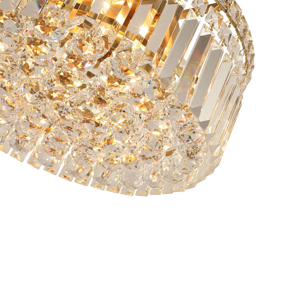 Rotondo Medium 40cm Flush 5 Light Crystal Satin Brass - LOI1001621