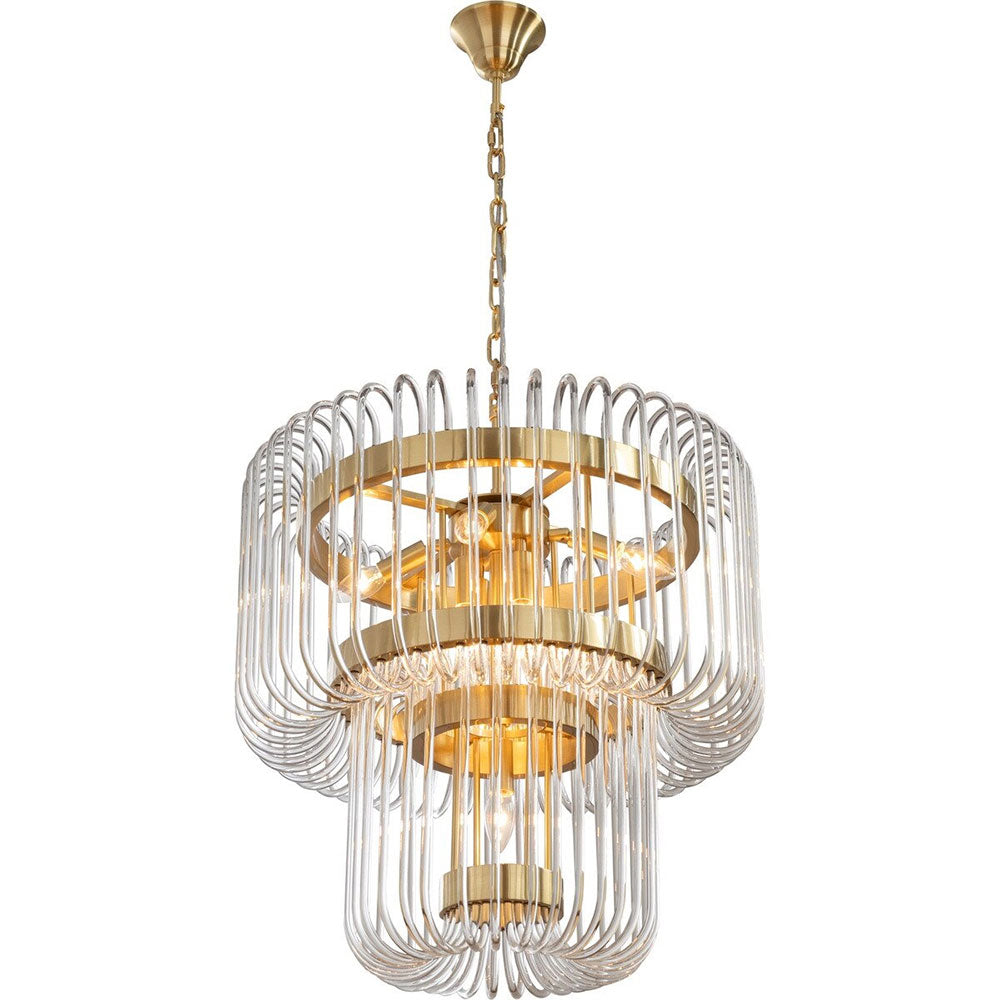 Collette 60cm 9 Light 2 Tier Chandelier Satin Brass - LOI1001633