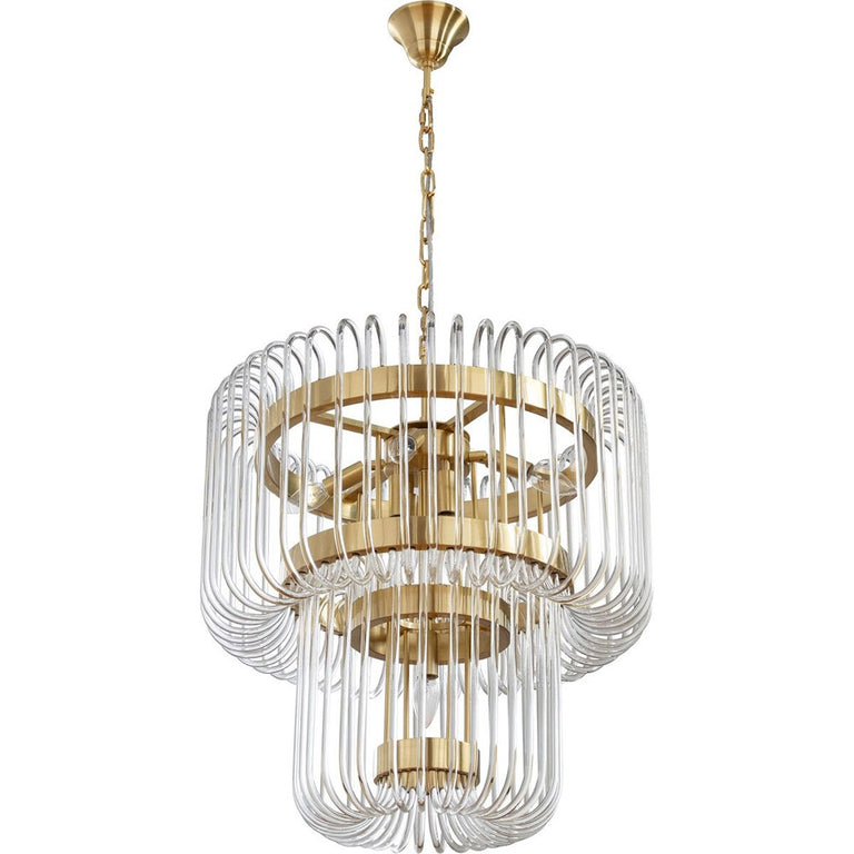 Collette 60cm 9 Light 2 Tier Chandelier Satin Brass - LOI1001633