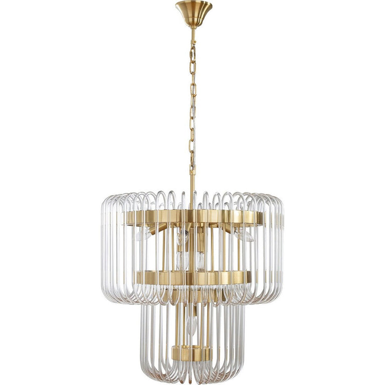 Collette 60cm 9 Light 2 Tier Chandelier Satin Brass - LOI1001633