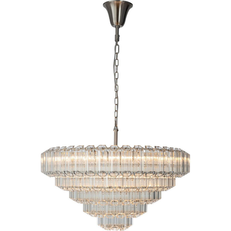 Calista Extra Large 85cm 12 Light 4 Tier Chandelier, Brushed Nickel - LOI1001638A