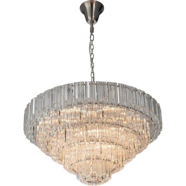 Calista Extra Large 85cm 12 Light 4 Tier Chandelier, Brushed Nickel - LOI1001638A