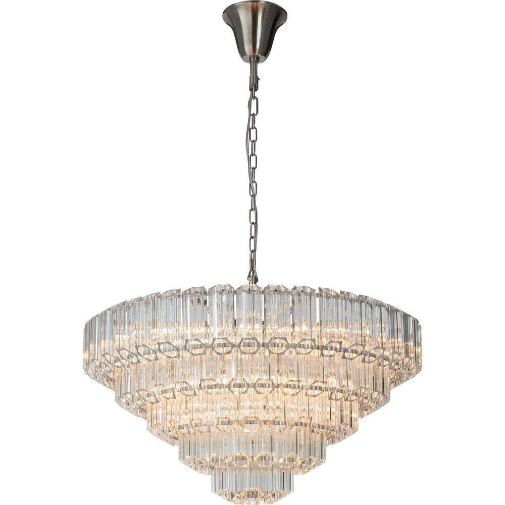 Calista Extra Large 85cm 12 Light 4 Tier Chandelier, Brushed Nickel - LOI1001638A