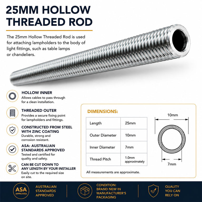 Hollow Threaded Rod - 25mm
