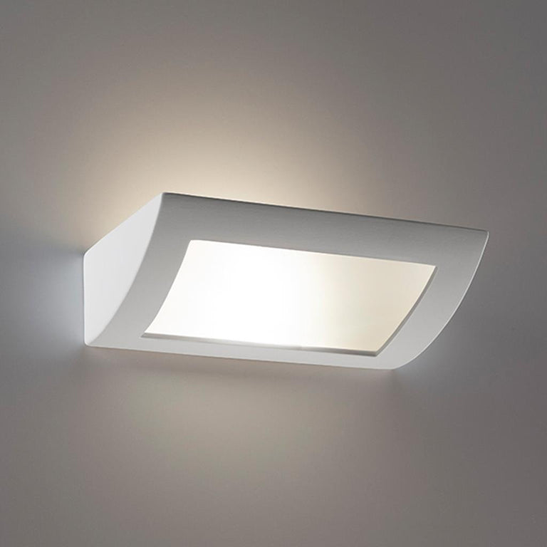 Belfiore 30cm Frosted Glass 240V E27 Raw Ceramic Wall Light - 11113