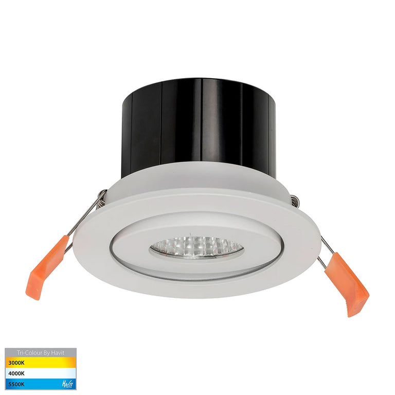 Prime 12W CCT 240V LED Tilt Downlight White - HV5512T-WHT