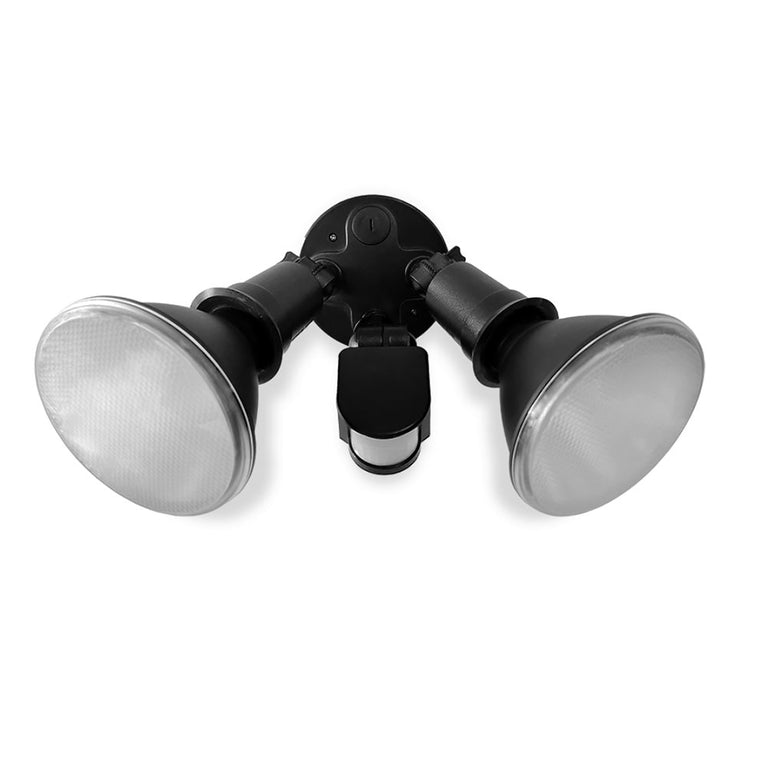 Bat PAR38 Twin 15W LED Security Flood With PIR Sensor Black / Daylight - AT9140/2LT/S