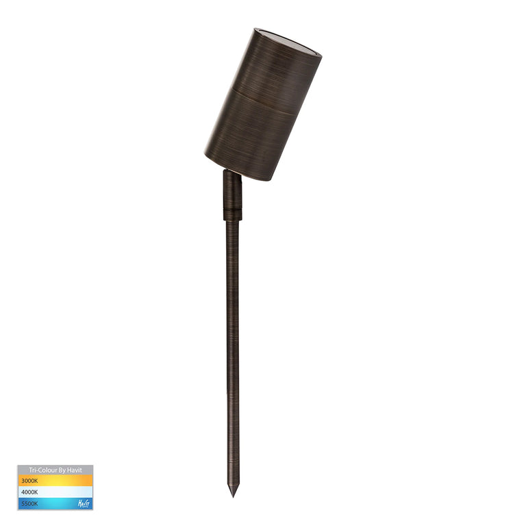 Tivah 5W CCT 12V DC MR16 LED Garden Spike Light Antique Brass - HV1497T