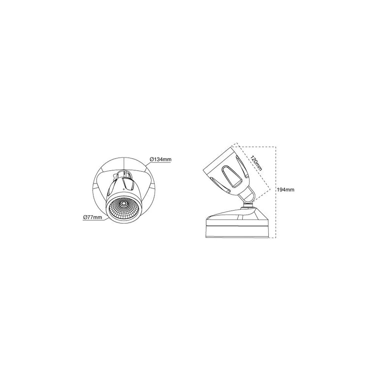 Hawk 12W LED Single Head Plastic Coastal Spotlight Black / Tri-Colour - AT9135/1LT