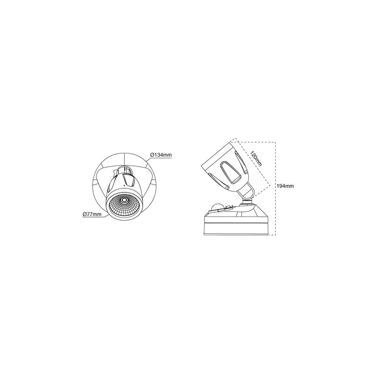 Hawk 12W LED Single Head Plastic Coastal Spotlight With Sensor Black / Tri-Colour - AT9135/1LT/S