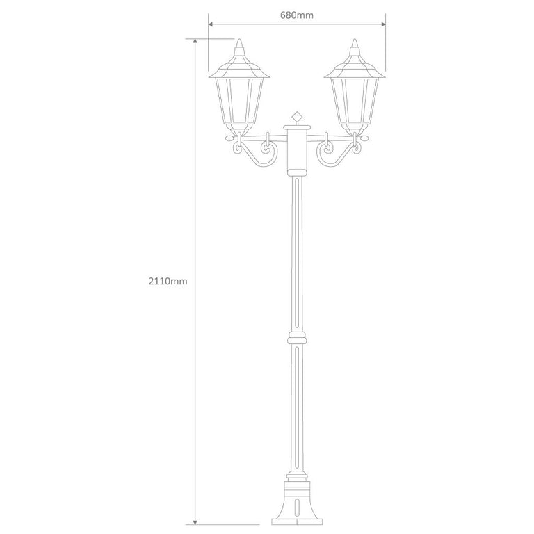 Chester Twin Head Medium Post Light Black - 15009