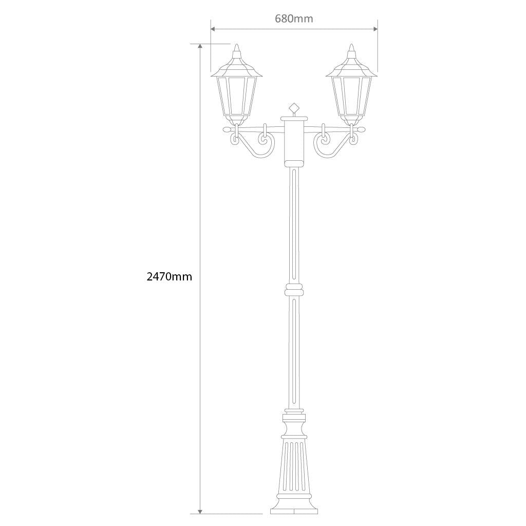 Chester Twin Head Tall Post Light Burgundy - 15022