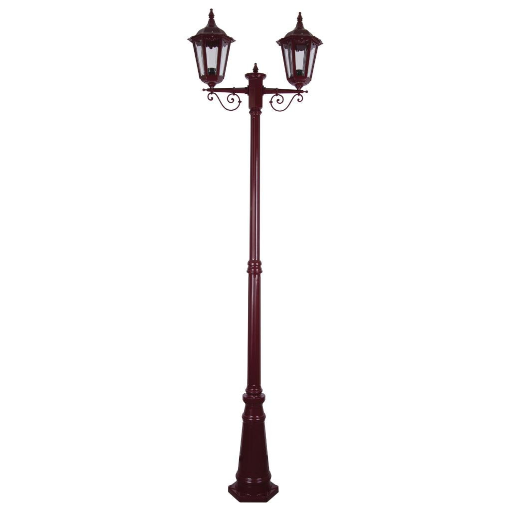 Chester Twin Head Tall Post Light Burgundy - 15022