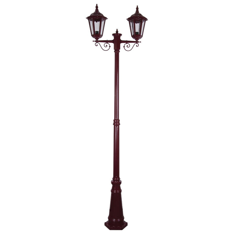 Chester Twin Head Tall Post Light Burgundy - 15022