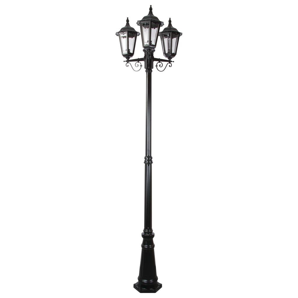 Chester Three Head Tall Post Light Black - 15027