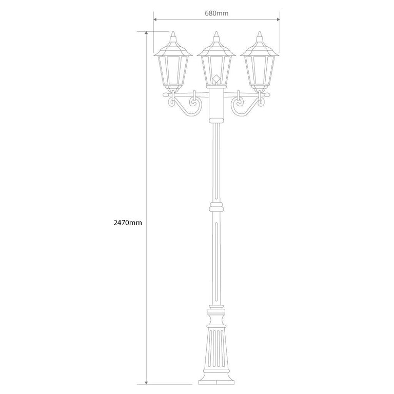 Chester Three Head Tall Post Light Beige - 15026