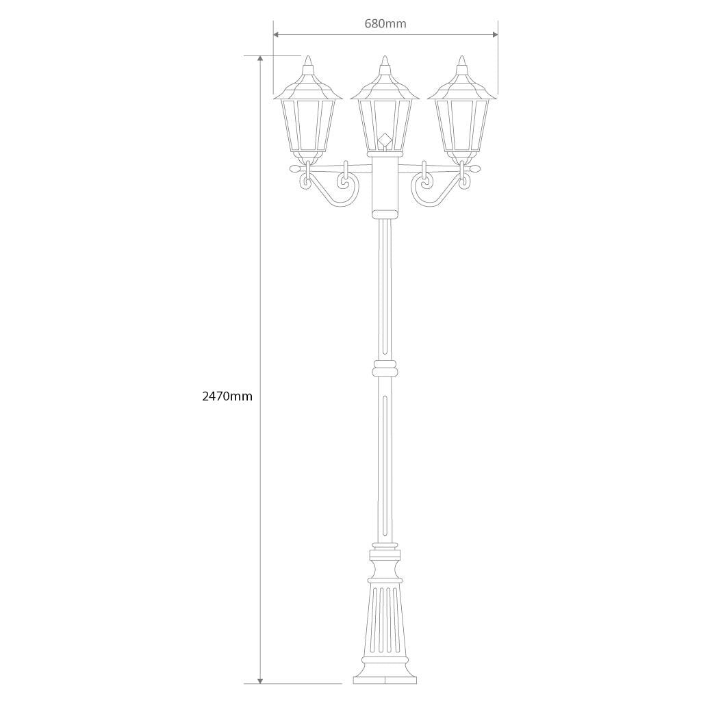 Chester Three Head Tall Post Light Burgundy - 15028