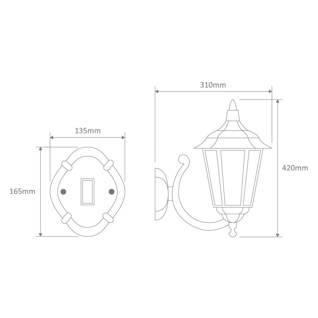 Chester Curved Arm Upward Wall Light White - 15043