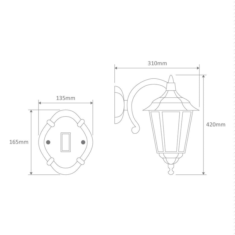 Chester Curved Arm Downward Wall Light Beige - 15044