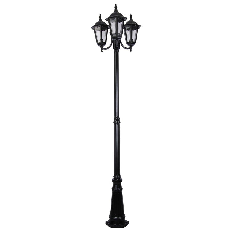 Chester Triple Head Curved Arm Tall Post Light Black - 15057