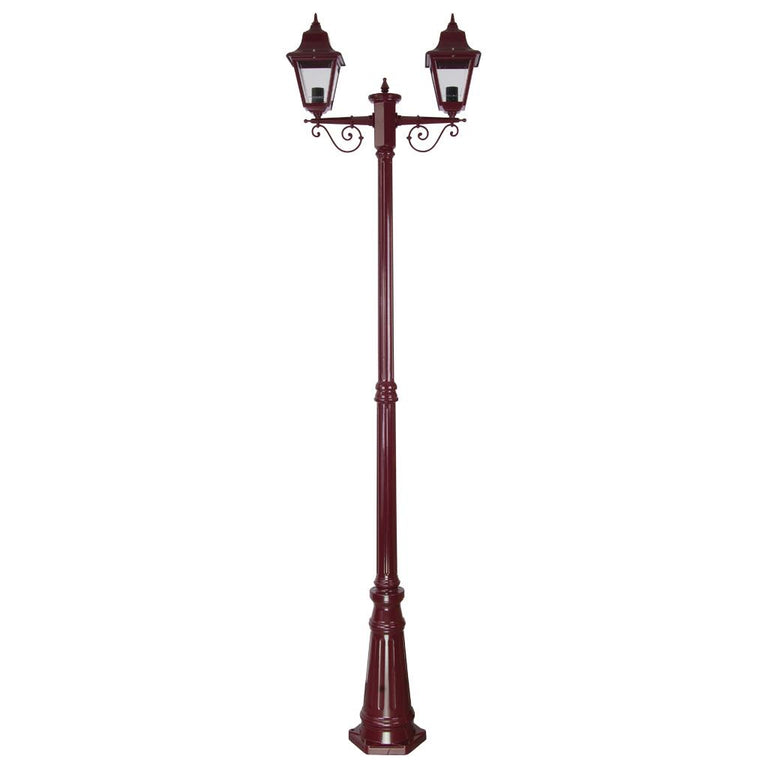 Paris Twin Head Tall Post Light Burgundy - 15166