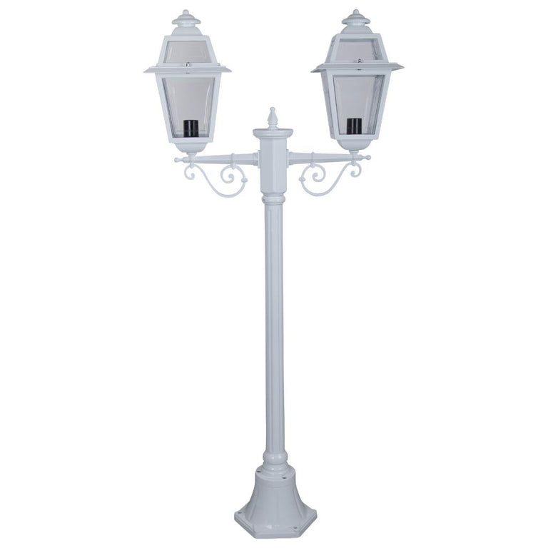 Avignon Twin Head Short Post Light White - 15223