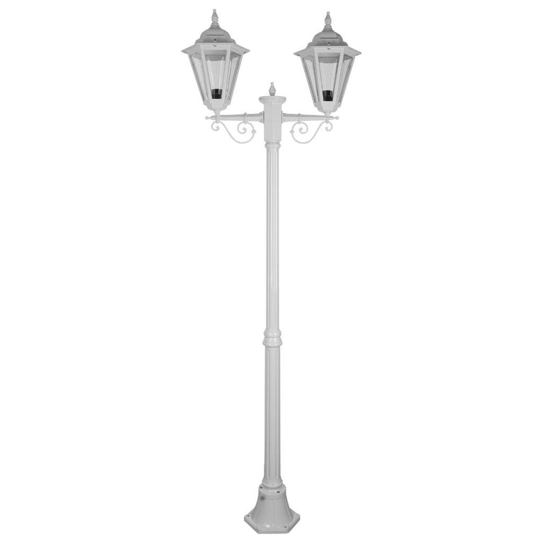 Turin Twin Head Medium Post Light White - 15457