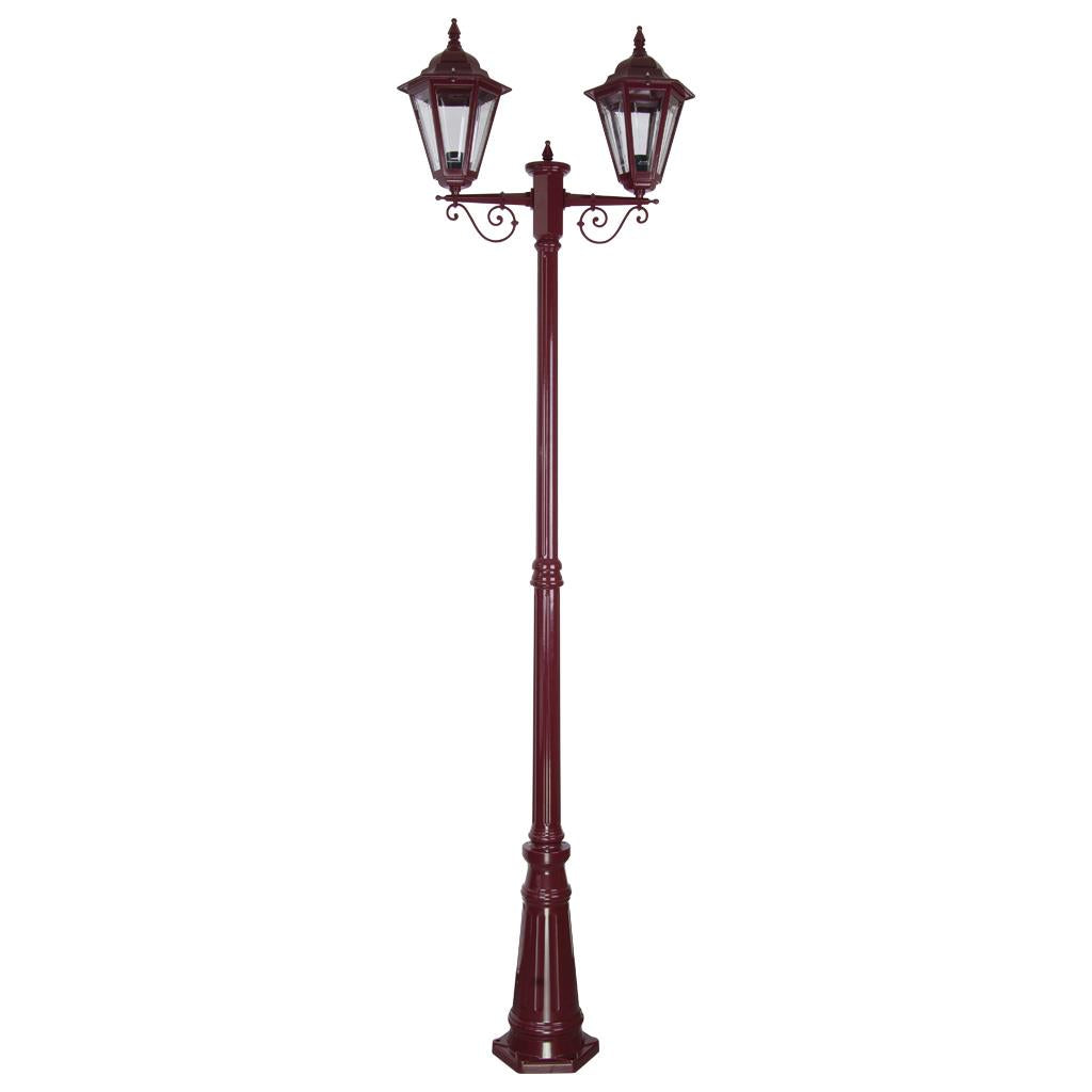 Turin Twin Head Tall Post Light Burgundy - 15466