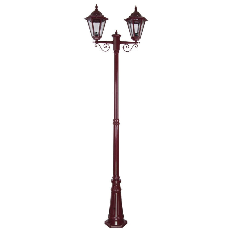 Turin Twin Head Tall Post Light Burgundy - 15466